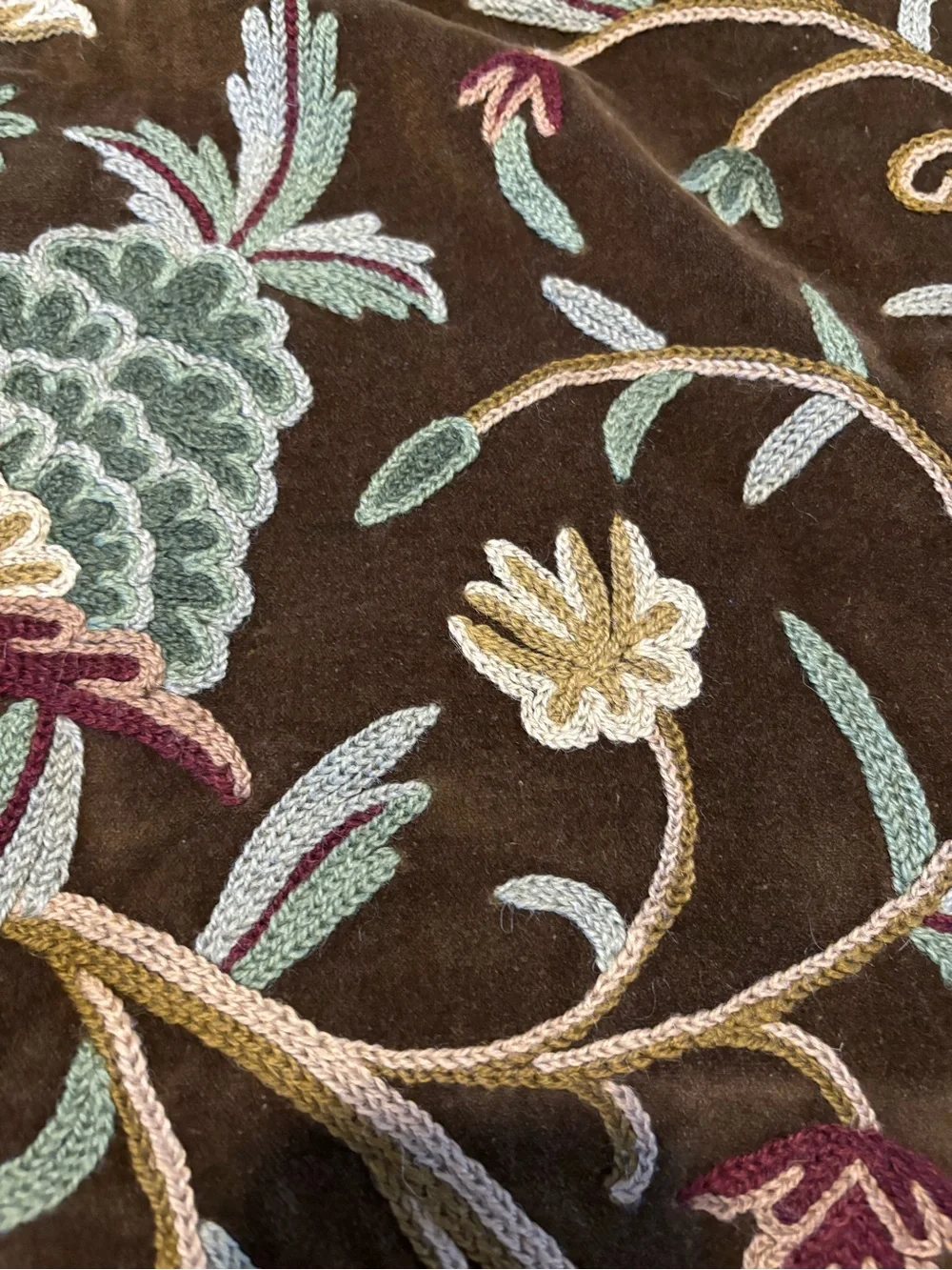2 Williams Sonoma Home Brown Velvet moss green Pillow shams